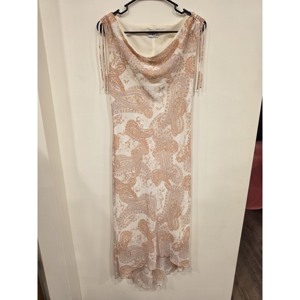 Studio Y Paisley Asymmetrical Hem Dress‎ Women's 7 Cowl Neck Boho Cottagecore